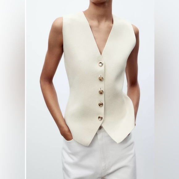 Zara Tops - Zara PLAIN KNIT WAISTCOAT TOP